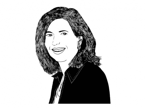 Line drawing of former editor Sherri Kimmel